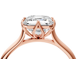 Rose gold Asscher Solitaire Cathedral Diamond Ring with Six-Prong Setting_27