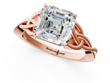 Rose gold Asscher Solitaire Celtic Knot Engagement Ring with Four-Prong Setting_74