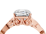 Rose gold Asscher Solitaire Celtic Knot Engagement Ring with Four-Prong Setting_77