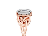 Rose gold Asscher Solitaire Celtic Knot Engagement Ring with Four-Prong Setting_78