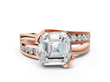 Rose gold Asscher Solitaire Channel-Set Split Shank Ring with Tension Prong Setting_12