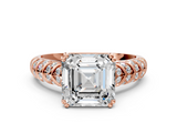 Rose gold Asscher Solitaire Chevron Pave Diamond Engagement Ring with Six-Prong Setting_3