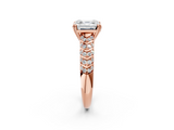 Rose gold Asscher Solitaire Chevron Pave Diamond Engagement Ring with Six-Prong Setting_5