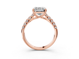 Rose gold Asscher Solitaire Chevron Pave Diamond Engagement Ring with Six-Prong Setting_6