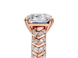 Rose gold Asscher Solitaire Chevron Pave Diamond Engagement Ring with Six-Prong Setting_8