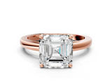 Rose gold Asscher Solitaire Diamond Engagement Ring with Four-Prong Setting on a Classic Band_22
