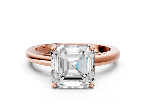 Rose gold Asscher Solitaire Diamond Engagement Ring with Four-Prong Setting on a Classic Band_22