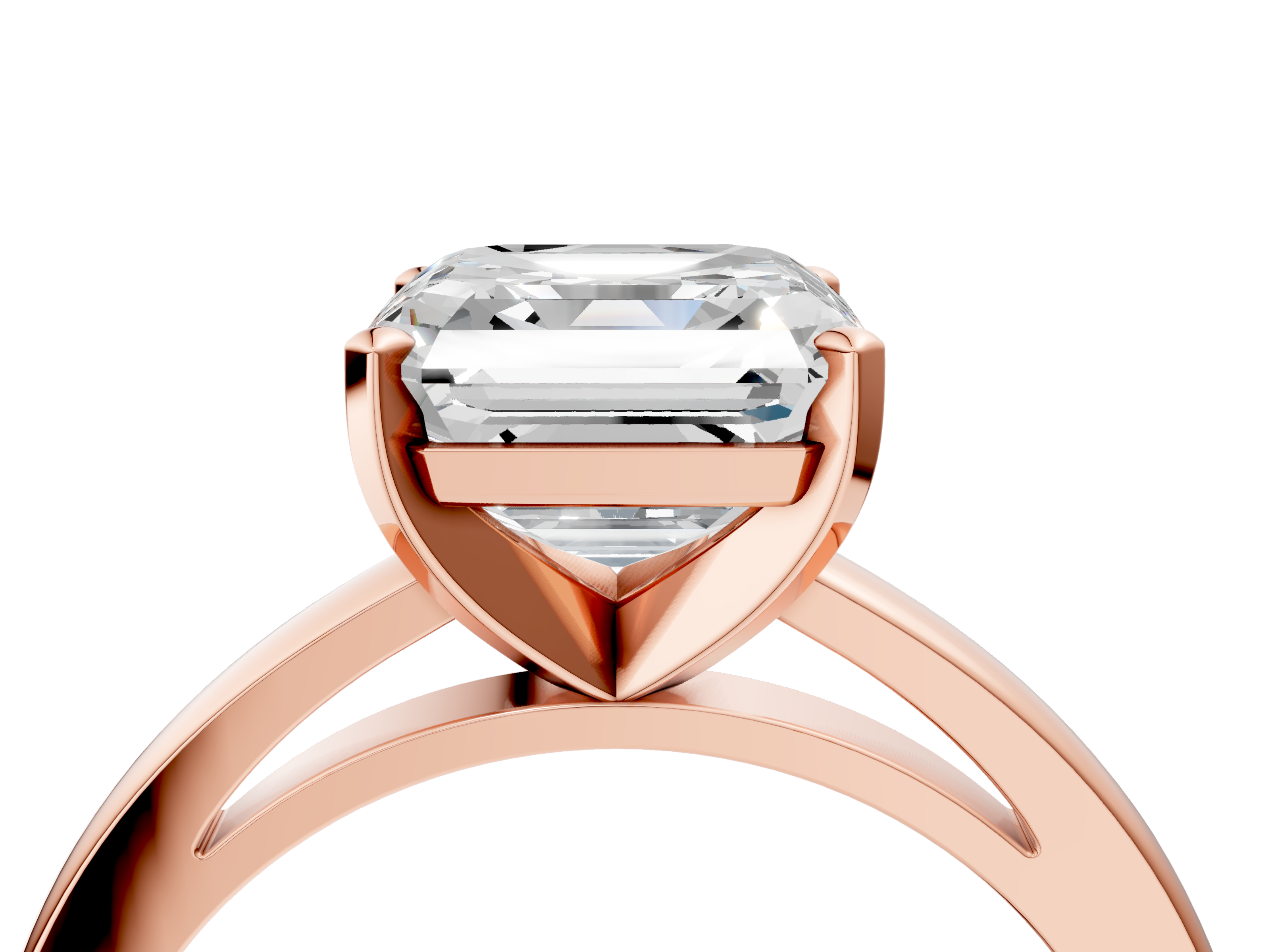 Rose gold Asscher Solitaire Diamond Engagement Ring with Four-Prong Setting on a Classic Band_26