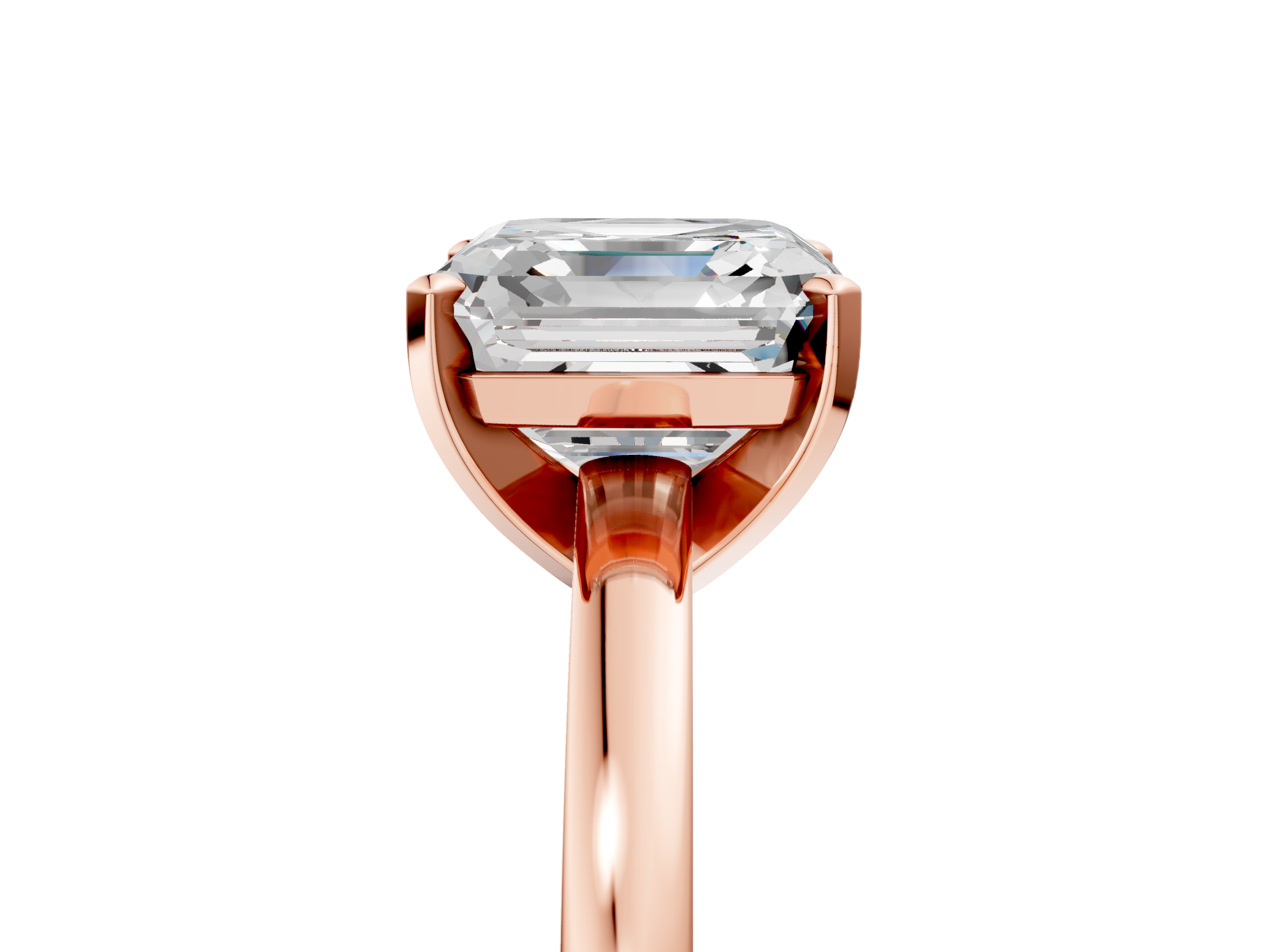 Rose gold Asscher Solitaire Diamond Engagement Ring with Four-Prong Setting on a Classic Band_27