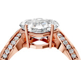 Rose gold Asscher Solitaire Diamond Engagement Ring with Pave Band and Four-Prong Setting