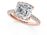 Rose gold Asscher Solitaire Diamond Engagement Ring with Pave Band and Six-Prong Setting_7