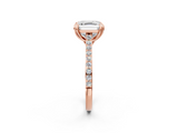 Rose gold Asscher Solitaire Diamond Engagement Ring with Pave Band and Six-Prong Setting_8