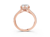 Rose gold Asscher Solitaire Diamond Engagement Ring with Pave Band and Six-Prong Setting_9
