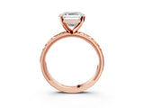 Rose gold Asscher Solitaire Diamond Engagement Ring with XO Engraved Band and Four-Prong Setting 4
