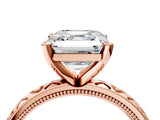 Rose gold Asscher Solitaire Diamond Engagement Ring with XO Engraved Band and Four-Prong Setting 5