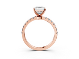 Rose gold Asscher Solitaire Diamond Pavé Band with Four-Prong Setting_10