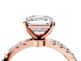 Rose gold Asscher Solitaire Diamond Pavé Band with Four-Prong Setting_11