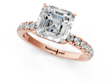 Rose gold Asscher Solitaire Diamond Pavé Band with Four-Prong Setting_8