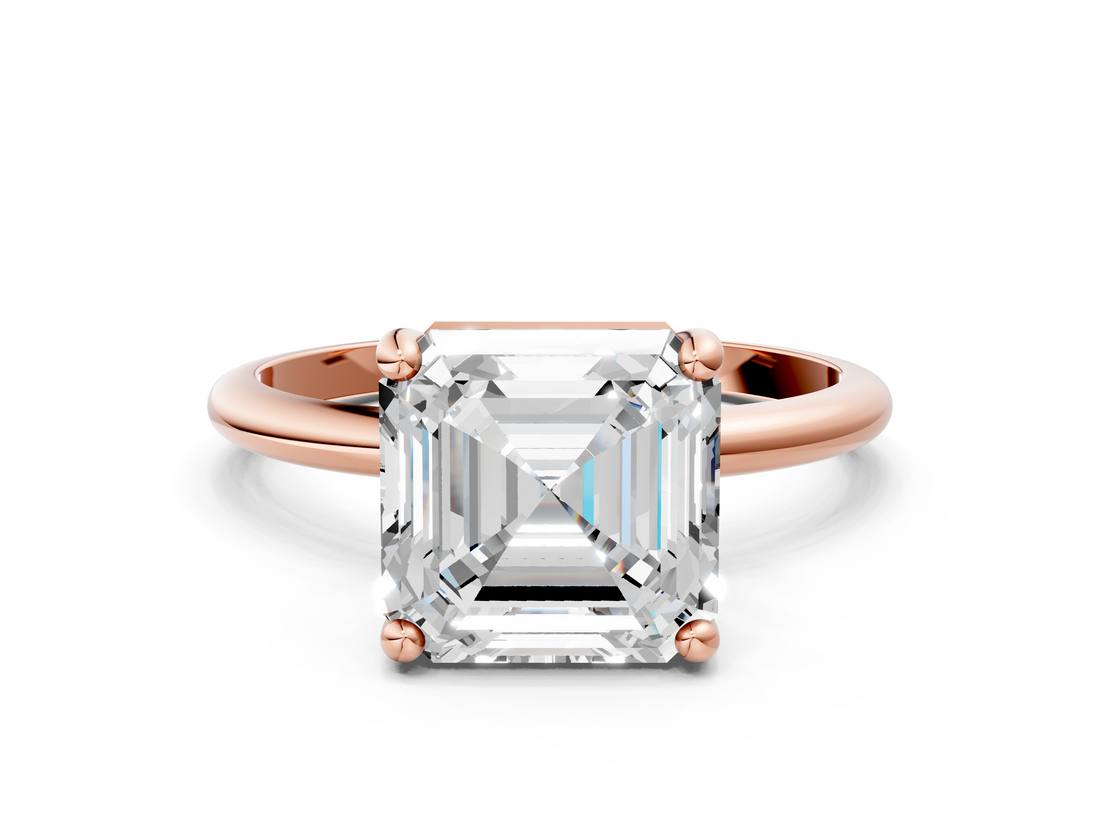 Rose gold Asscher Solitaire Diamond Ring with 4-Prong Setting on a Classic Band_3