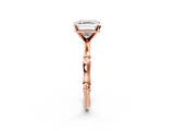 Rose gold Asscher Solitaire Diamond Ring with Bamboo Band and Four-Prong Setting_26