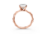 Rose gold Asscher Solitaire Diamond Ring with Bamboo Band and Four-Prong Setting_27