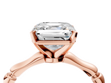 Rose gold Asscher Solitaire Diamond Ring with Bamboo Band and Four-Prong Setting_28