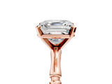 Rose gold Asscher Solitaire Diamond Ring with Bamboo Band and Four-Prong Setting_29