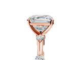 Rose gold Asscher Solitaire Diamond Ring with Bezel Set Side Stones and Prong Setting_12