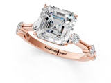 Rose gold Asscher Solitaire Diamond Ring with Bezel Set Side Stones and Prong Setting_8