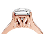 Rose gold Asscher Solitaire Diamond Ring with Cathedral Band and Four-Prong Setting_86