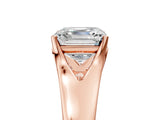 Rose gold Asscher Solitaire Diamond Ring with Cathedral Band and Four-Prong Setting_87