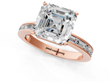 Rose gold Asscher Solitaire Diamond Ring with Channel-Set Baguette Band and Four-Prong Setting_25