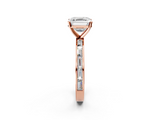 Rose gold Asscher Solitaire Diamond Ring with Channel-Set Baguette Band and Four-Prong Setting_26