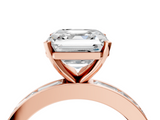 Rose gold Asscher Solitaire Diamond Ring with Channel-Set Baguette Band and Four-Prong Setting_28