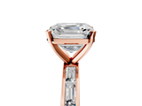 Rose gold Asscher Solitaire Diamond Ring with Channel-Set Baguette Band and Four-Prong Setting_29