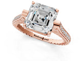 Rose gold Asscher Solitaire Diamond Ring with Channel Set Band and Bezel Prong Setting_57