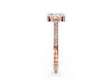 Rose gold Asscher Solitaire Diamond Ring with Channel Set Band and Bezel Prong Setting_58