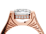 Rose gold Asscher Solitaire Diamond Ring with Channel Set Band and Bezel Prong Setting_60