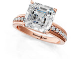 Rose gold Asscher Solitaire Diamond Ring with Channel Set Band and Six-Prong Setting_53