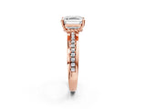 Rose gold Asscher Solitaire Diamond Ring with Channel Set Band and Six-Prong Setting_54