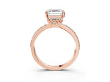 Rose gold Asscher Solitaire Diamond Ring with Channel Set Band and Six-Prong Setting_55
