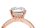 Rose gold Asscher Solitaire Diamond Ring with Channel Set Band and Six-Prong Setting_56