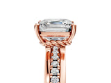 Rose gold Asscher Solitaire Diamond Ring with Channel Set Band and Six-Prong Setting_57