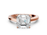Rose gold Asscher Solitaire Diamond Ring with Four-Prong Setting and Classic Band_22