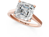 Rose gold Asscher Solitaire Diamond Ring with Four-Prong Setting and Tapered Band 1