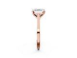 Rose gold Asscher Solitaire Diamond Ring with Four-Prong Setting and Tapered Band 2