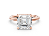 Rose gold Asscher Solitaire Diamond Ring with Four-Prong Setting on a Plain Band_37