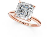 Rose gold Asscher Solitaire Diamond Ring with Four-Prong Setting on a Plain Band_38