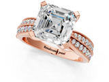 Rose gold Asscher Solitaire Diamond Ring with Milgrain Pavé Band and Four-Prong Setting_55