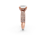 Rose gold Asscher Solitaire Diamond Ring with Milgrain Pavé Band and Four-Prong Setting_56